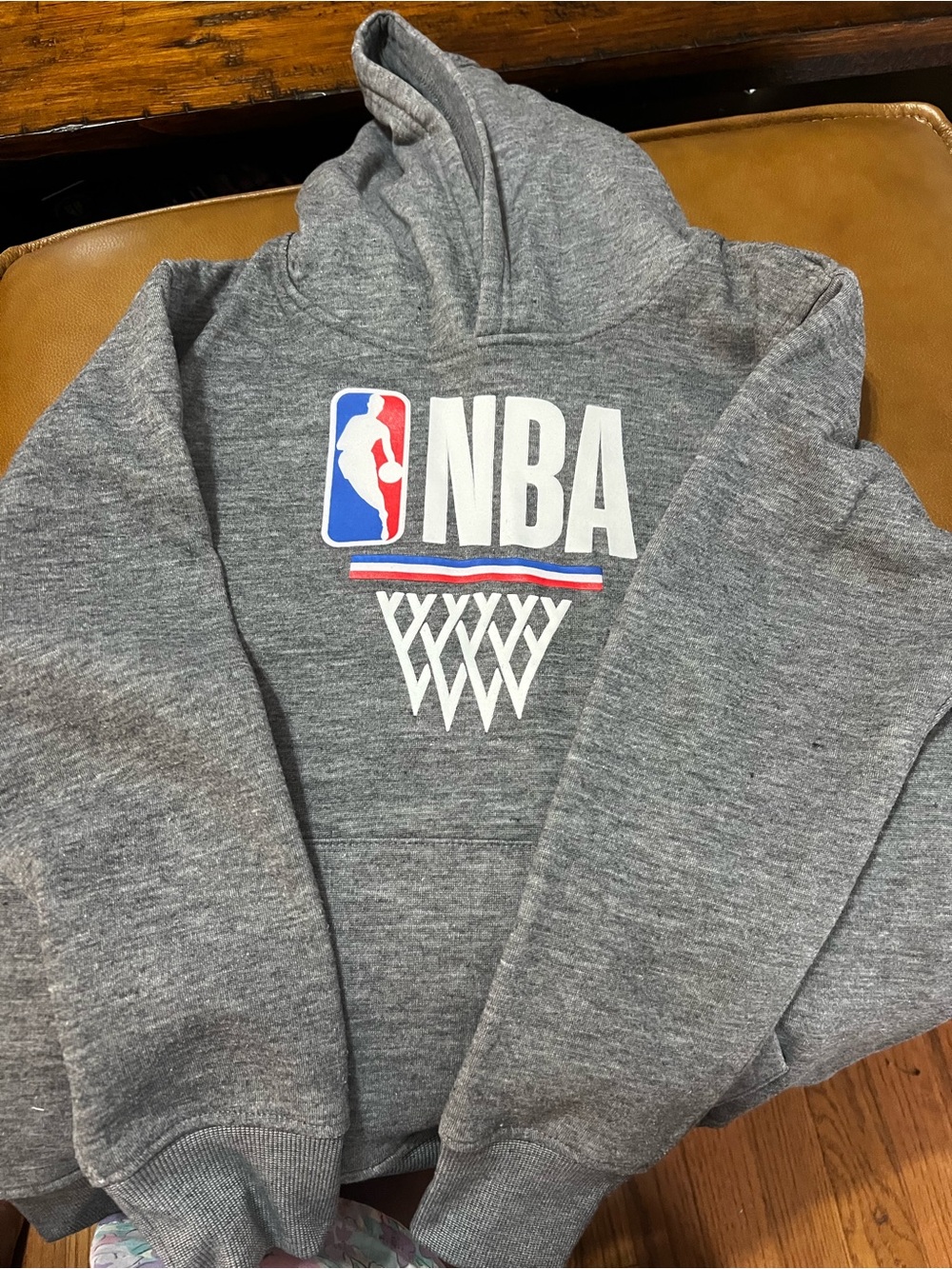 Boy’s NBA Gray Hooded Pullover with Logo Tag